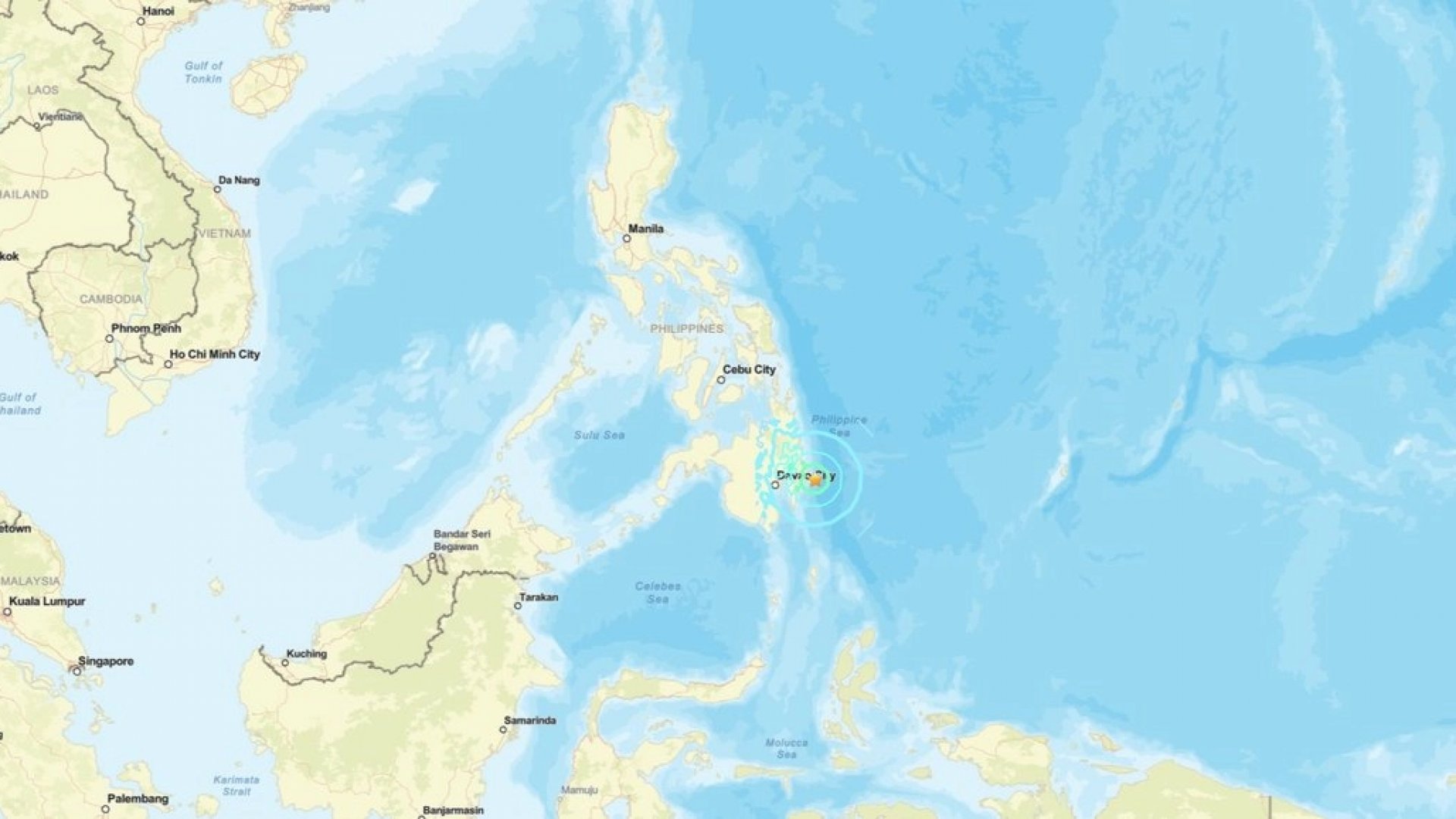 Se registra sismo de magnitud 6.4 al sur de Filipinas