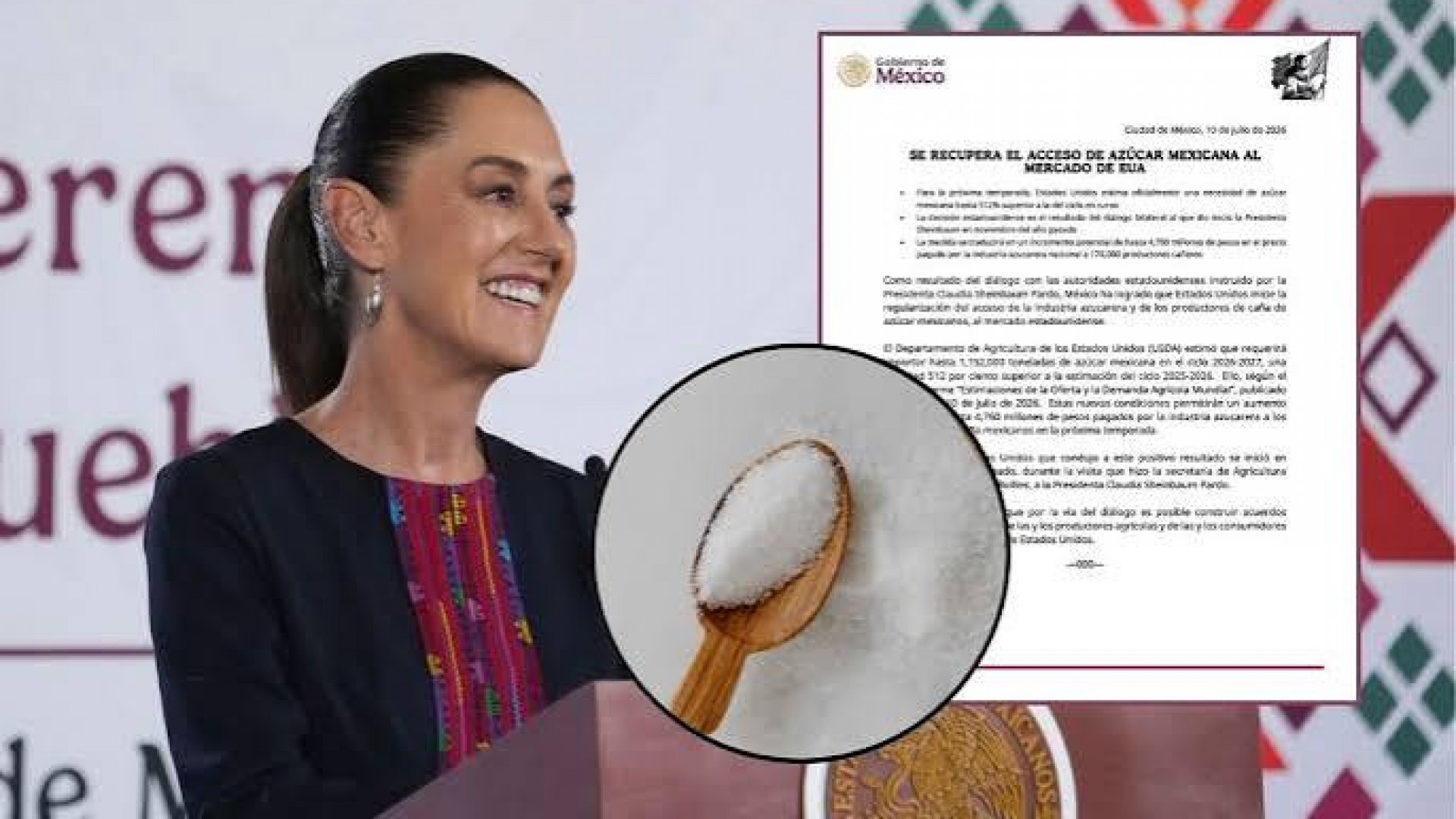 Sheinbaum celebra reapertura del mercado estadounidense para el azúcar mexicana