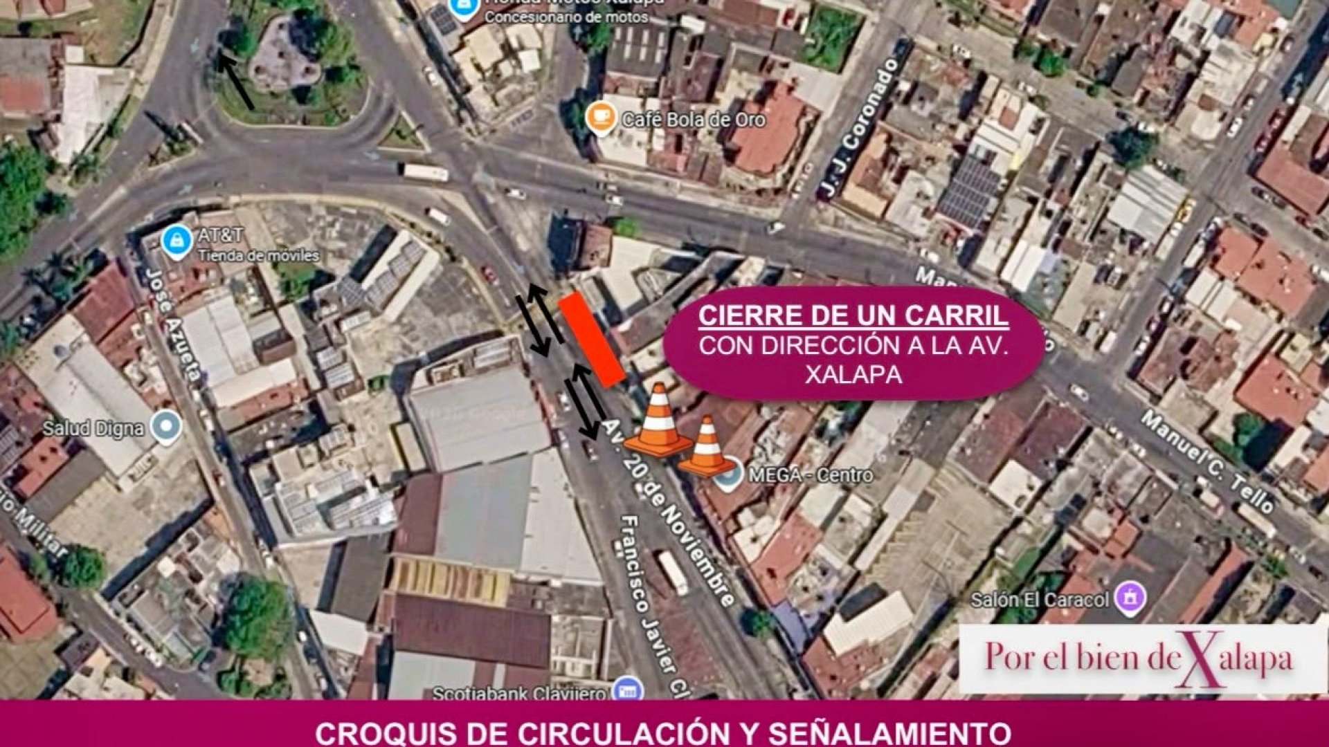 Inician trabajos de rehabilitación en avenida 20 de Noviembre; habrá reducción a un carril