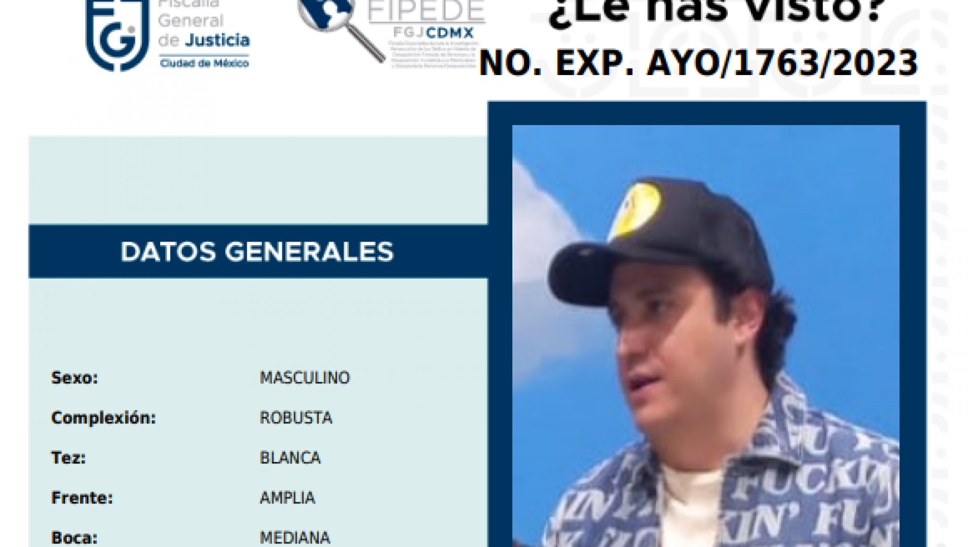 Denuncian desaparición de Richie O'Farrill; circula ficha de búsqueda de la Fiscalía