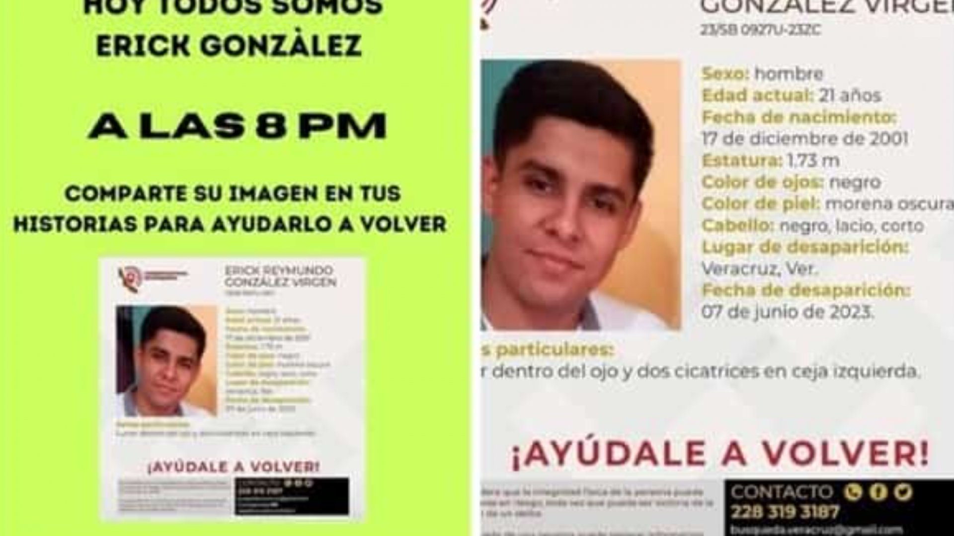 Con búsqueda virtual, piden localizar a Erick Raymundo, estudiante desaparecido en Veracruz