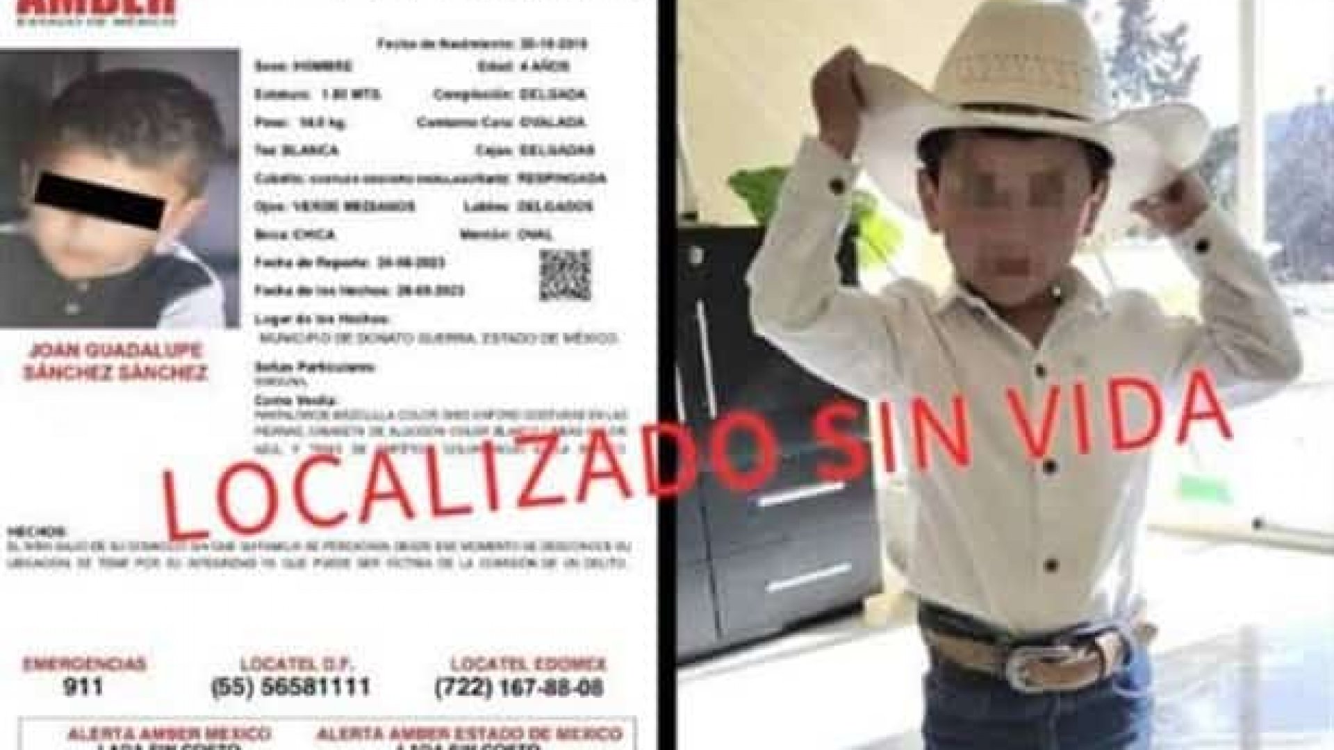 Localizan sin vida a Joan de 4 años desaparecido en Edomex; detienen a su madrina