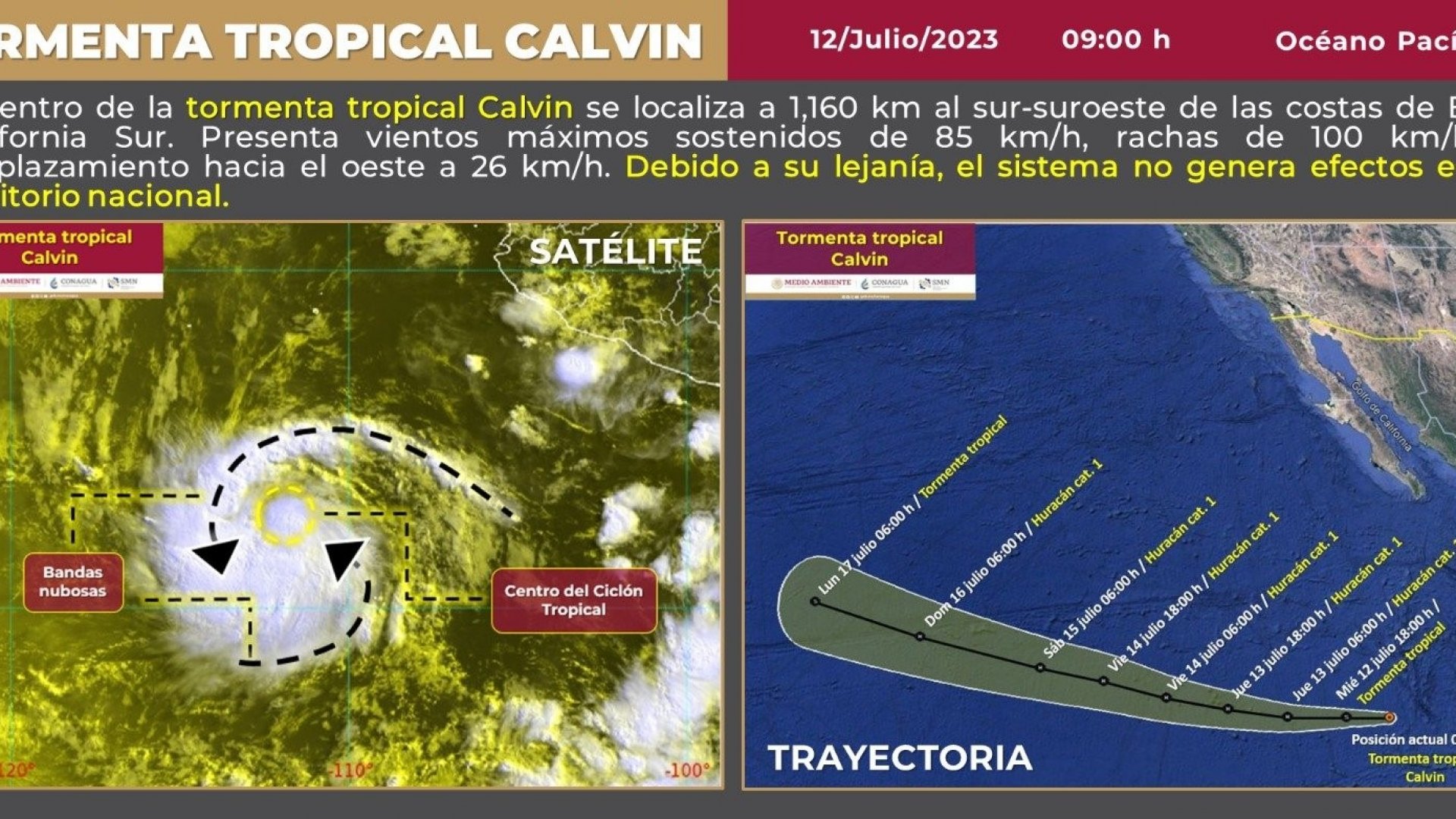 Se forma tormenta tropical ‘Calvin’ en el océano Pacífico