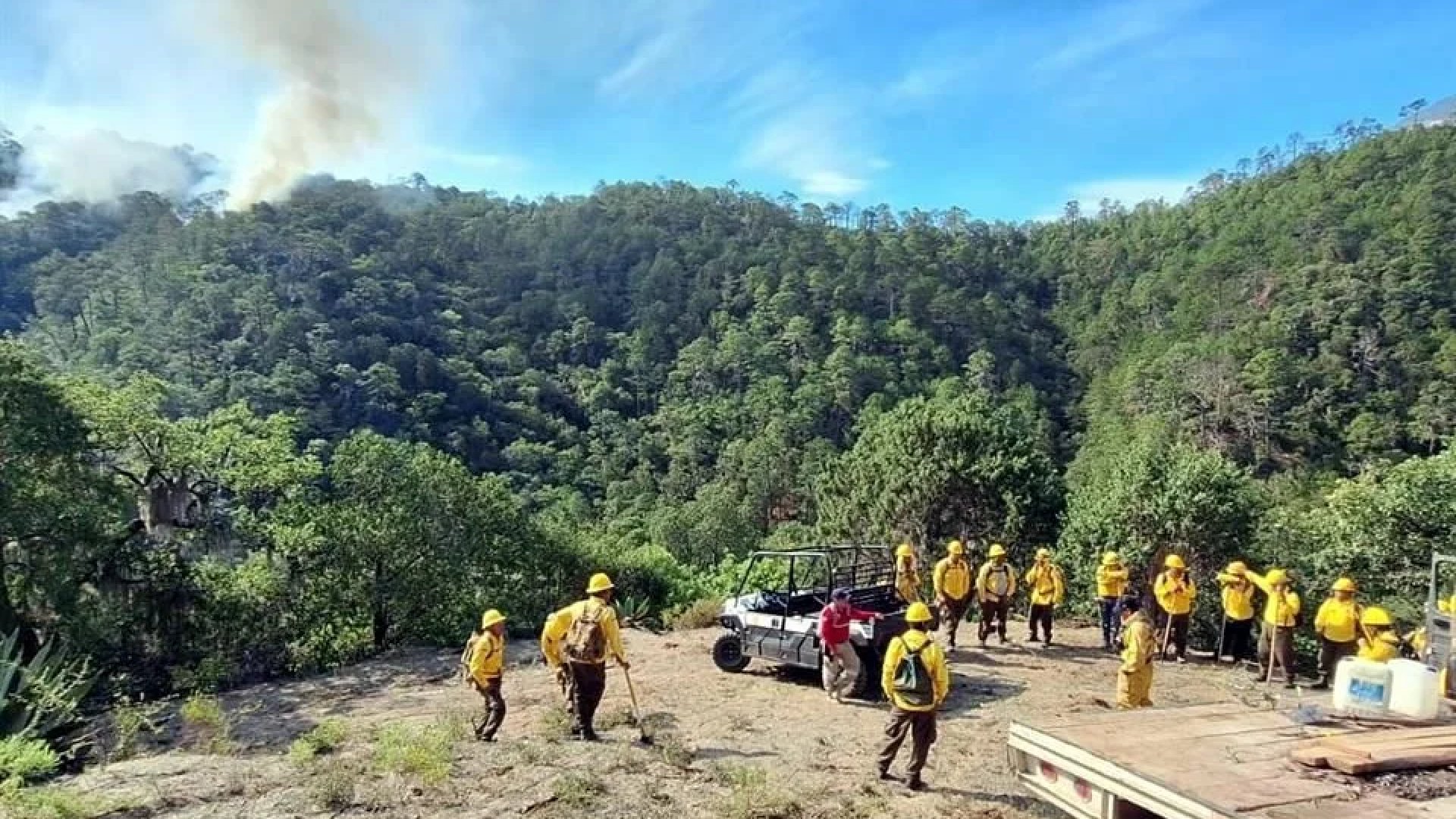 Combaten 50 brigadistas fuego en sierra de Iturbide