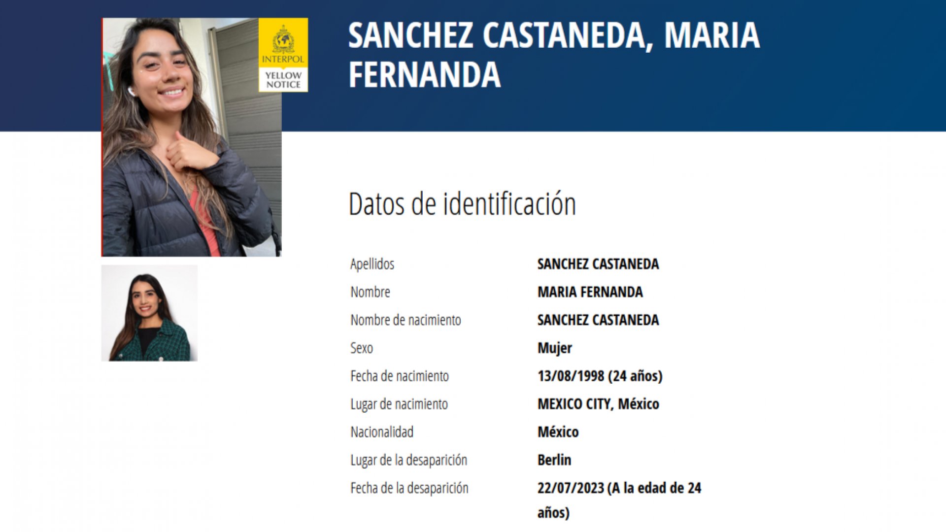 Interpol emite ficha amarilla para buscar a mexicana desaparecida en Berlín
