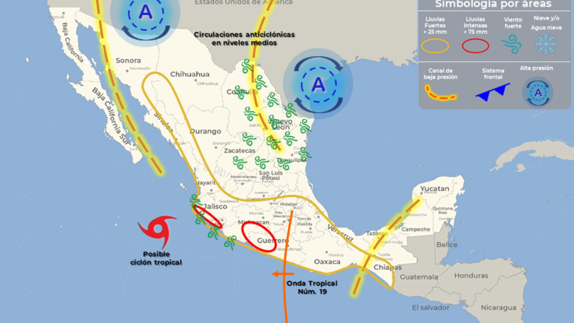Onda tropical 19 traerá lluvias a todo el país