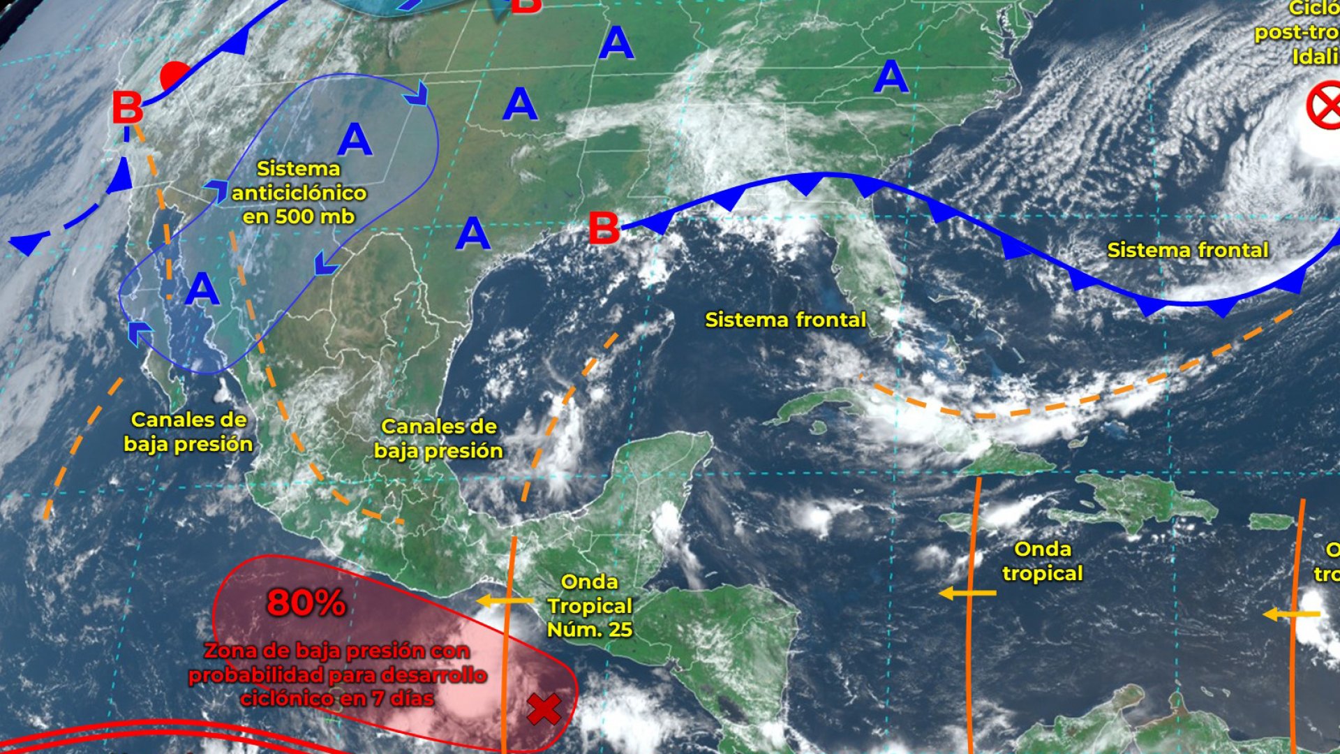 Onda tropical 25 traerá lluvias y temperaturas elevadas a todo el país
