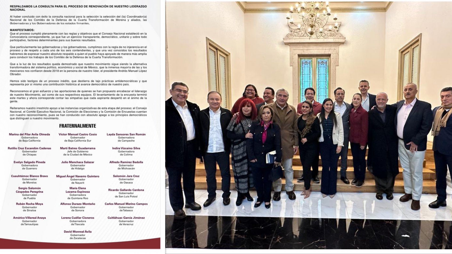 Respaldan gobernadores de la 4T proceso de la consulta interna