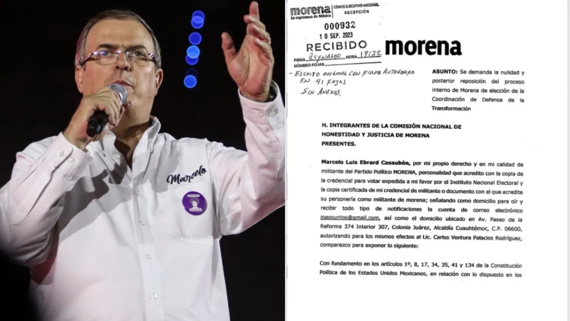 Marcelo Ebrard impugna elección interna de Morena