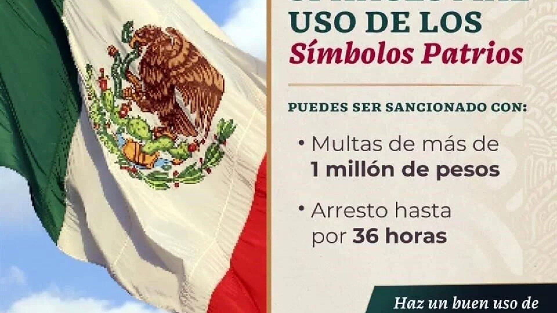 Amaga Secretaría de Gobernación con sanciones por mal uso de Símbolos Patrios