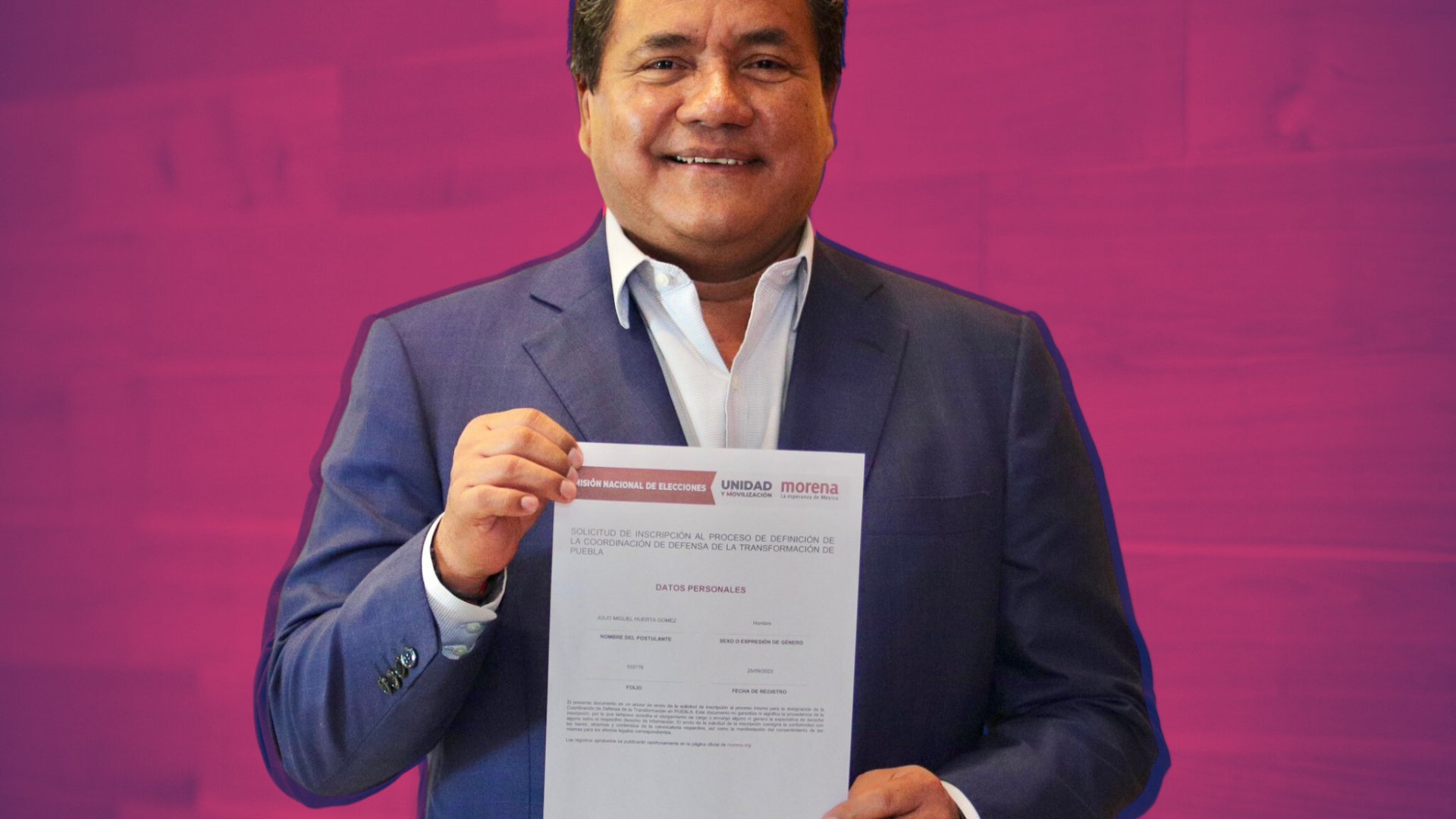 Julio Huerta ‘madrugó’ para ser el primer registro de Morena en Puebla