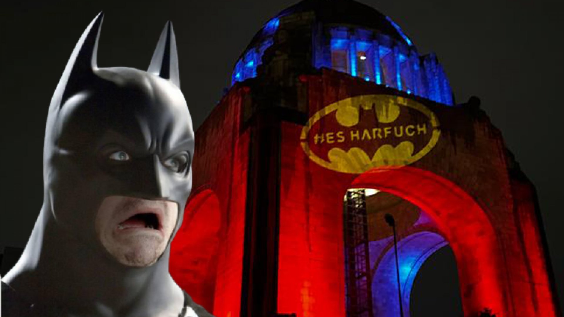 Proyectan ‘Harfuchseñal’ al estilo Batman en monumentos de la CDMX