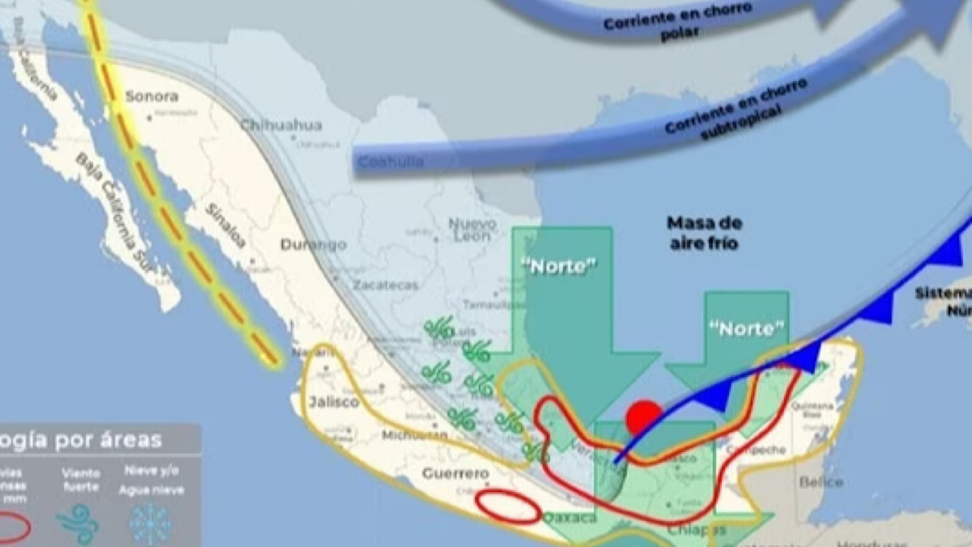 La masa polar del frente frío número seis se extiende sobre México 