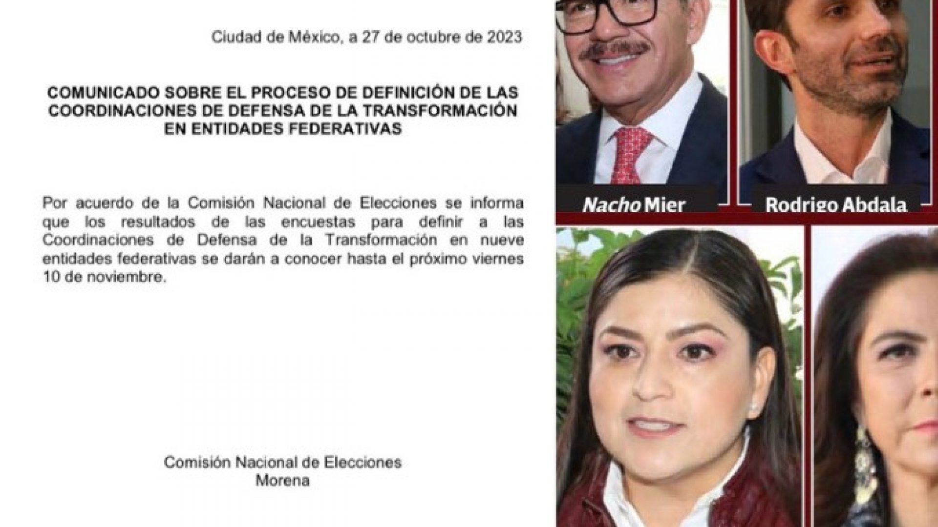 Aplaza Morena al 10 de noviembre anuncio de sus aspirantes a 9 gubernaturas