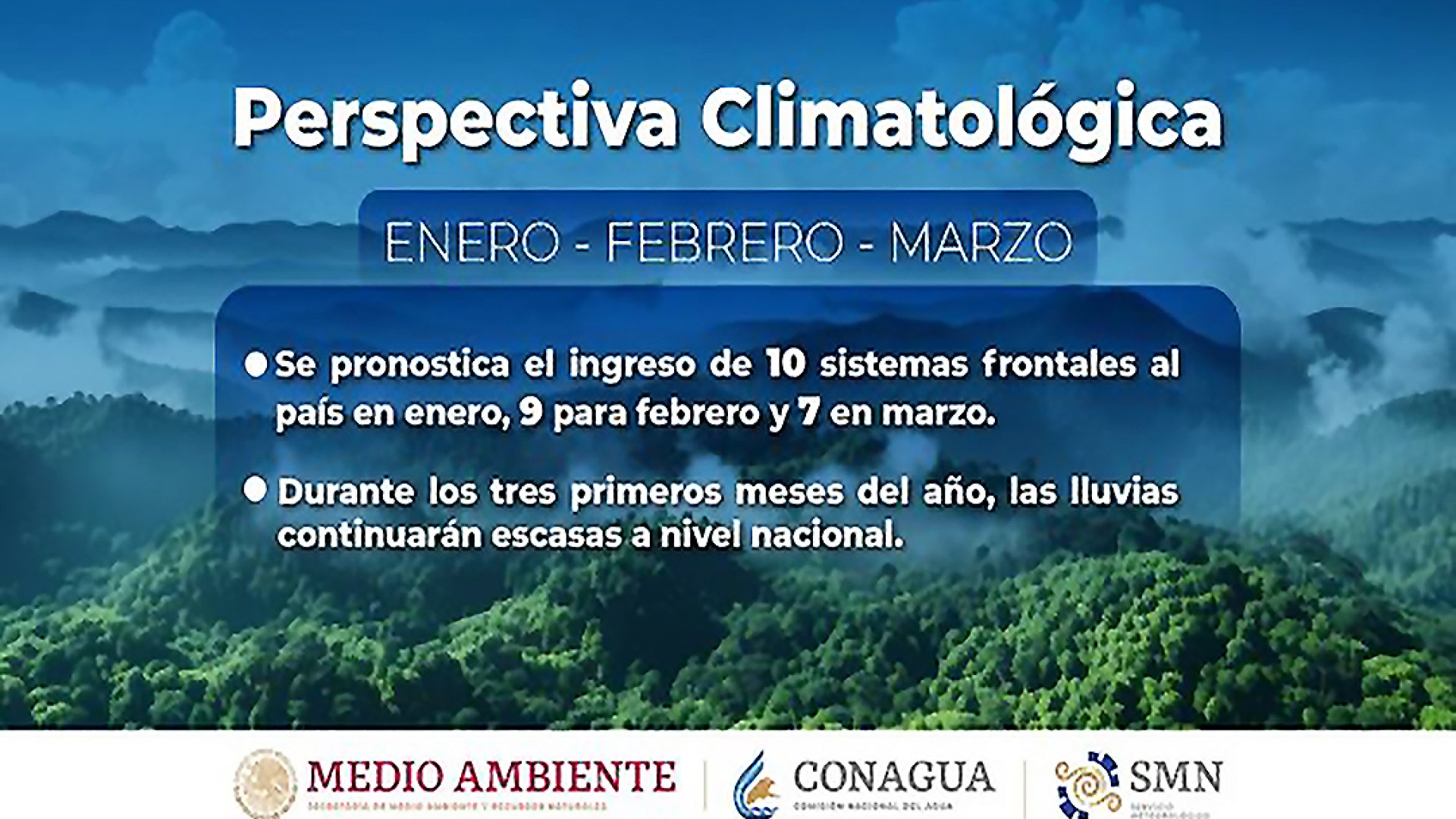 En el periodo enero-marzo se prevén temperaturas mínimas en la mayor parte de México
