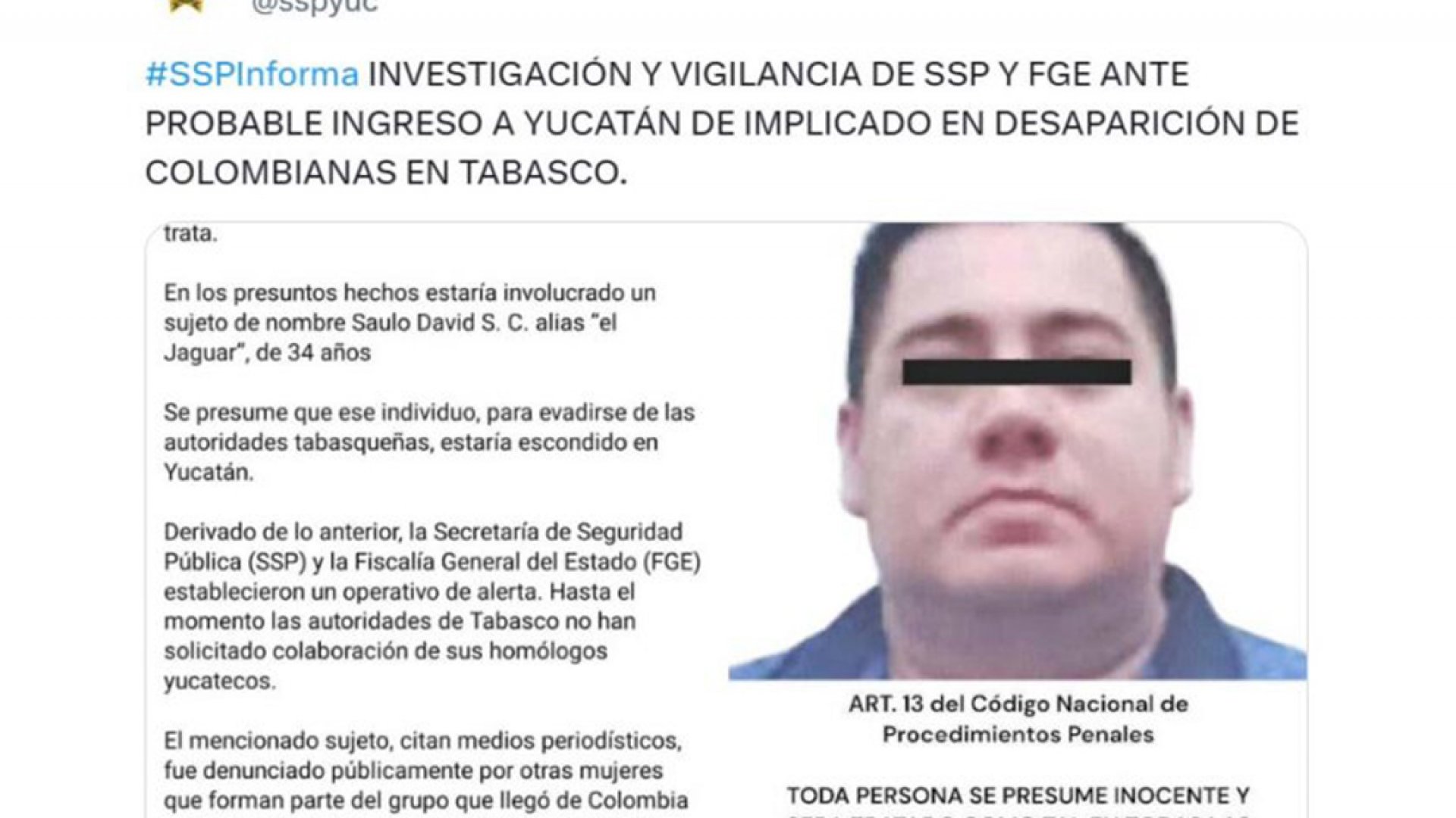Buscan a ‘El Jaguar’, sospechoso en desaparición de jóvenes colombianas