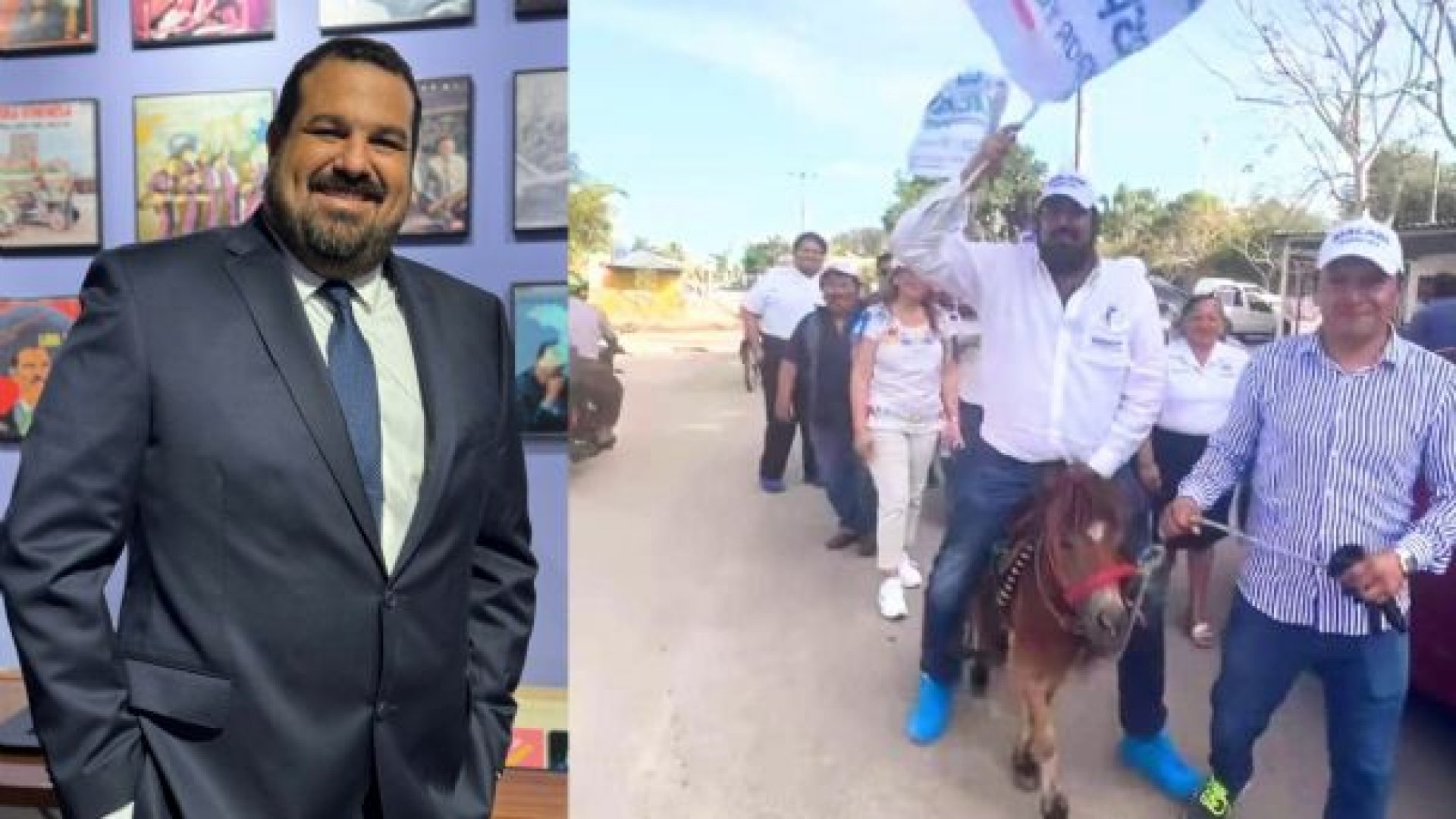 Tunden a candidato del PAN por montar poni en acto de campaña