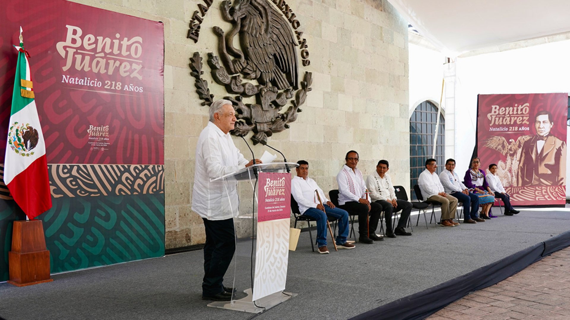 Discurso de AMLO en el 218 Aniversario del Natalicio de Benito Juárez García