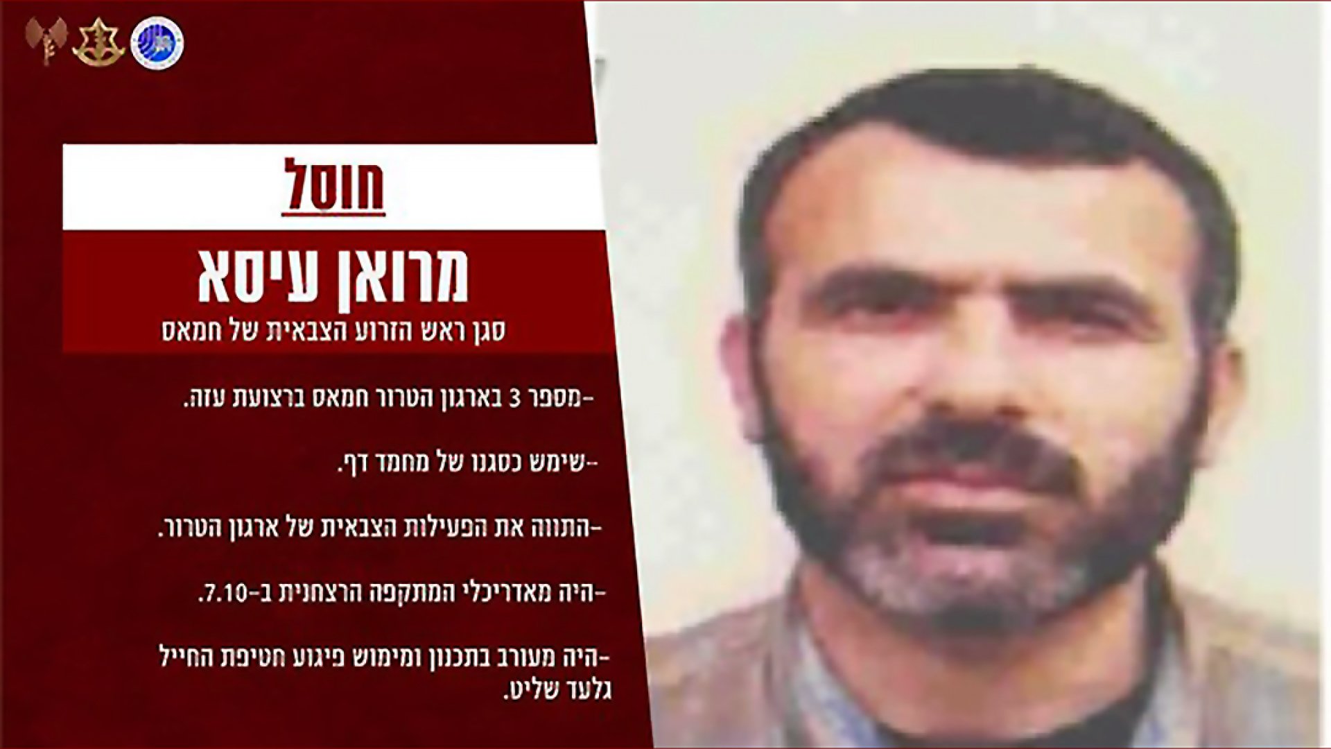 Israel confirma que ‘eliminó’ a alto mando del brazo militar de Hamás