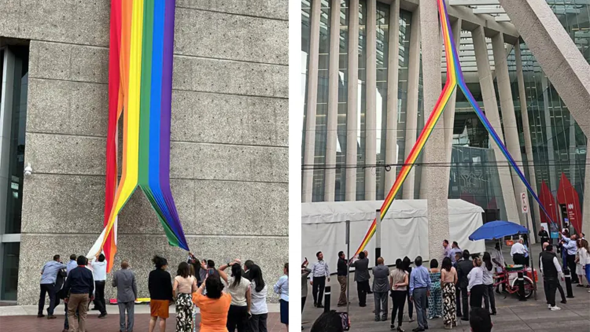 Sindicato de Infonavit destroza bandera LGBT