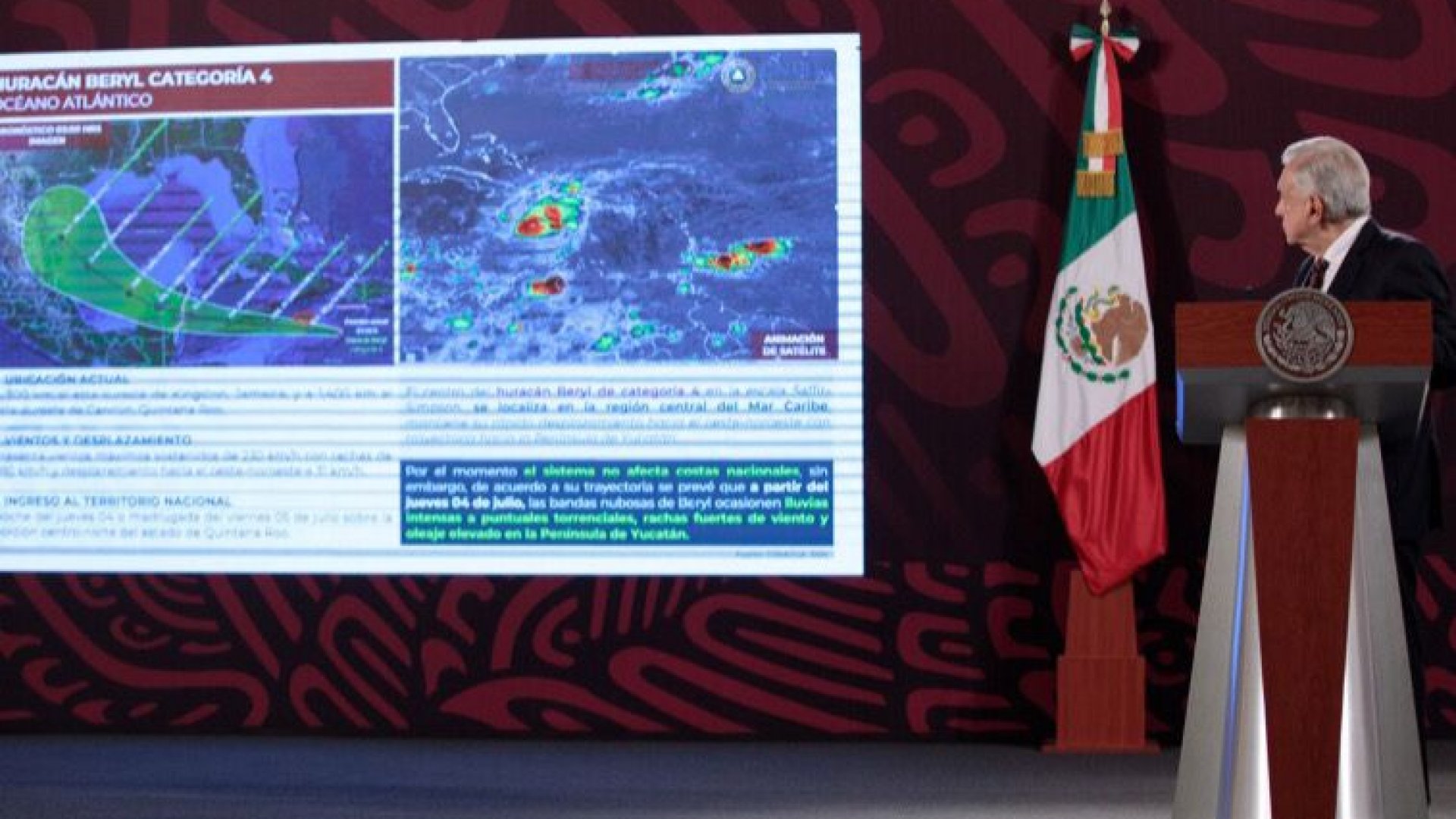 AMLO: Huracán ‘Beryl’ se acerca a la Península de Yucatán