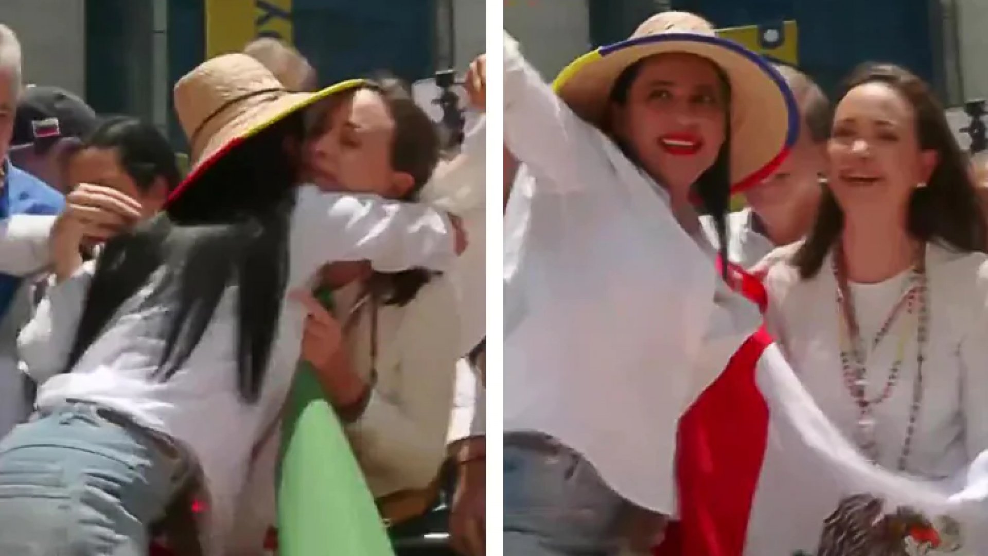 Sandra Cuevas entrega bandera mexicana a María Corina Machado, en Venezuela | Video