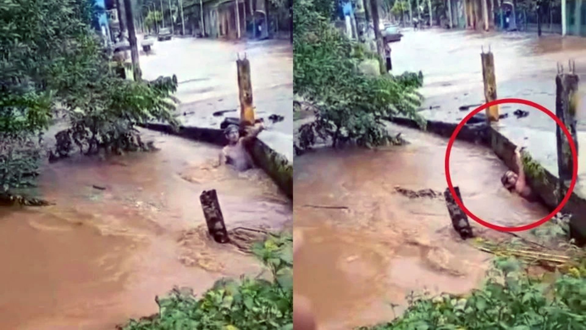 Catemaco: Graban a hombre mientras es arrastrado por la corriente