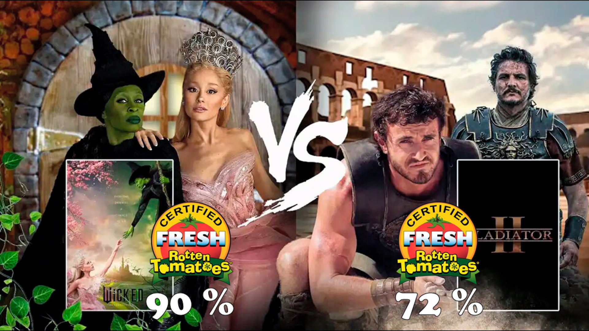 ¿Es ‘Glicked’ la nueva ‘Barbenheimer’? ‘Wicked’ y ‘Gladiator II’ se enfrentan en los cines
