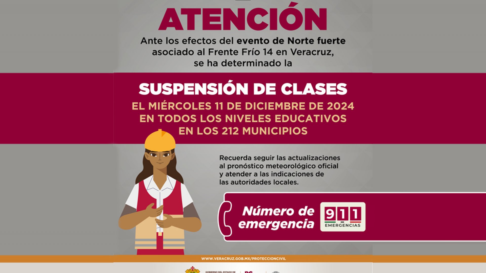 Este miércoles suspensión clases en todos los niveles educativos del Estado de Veracruz