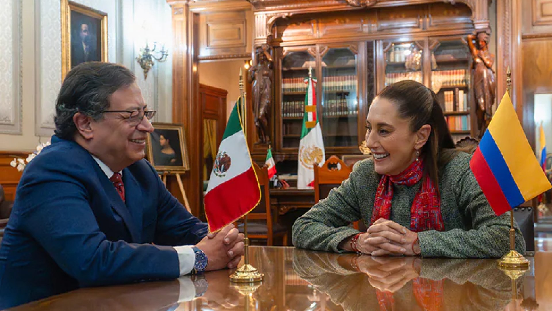 Claudia Sheinbaum y Gustavo Petro abordan crisis migratoria en reunión bilateral