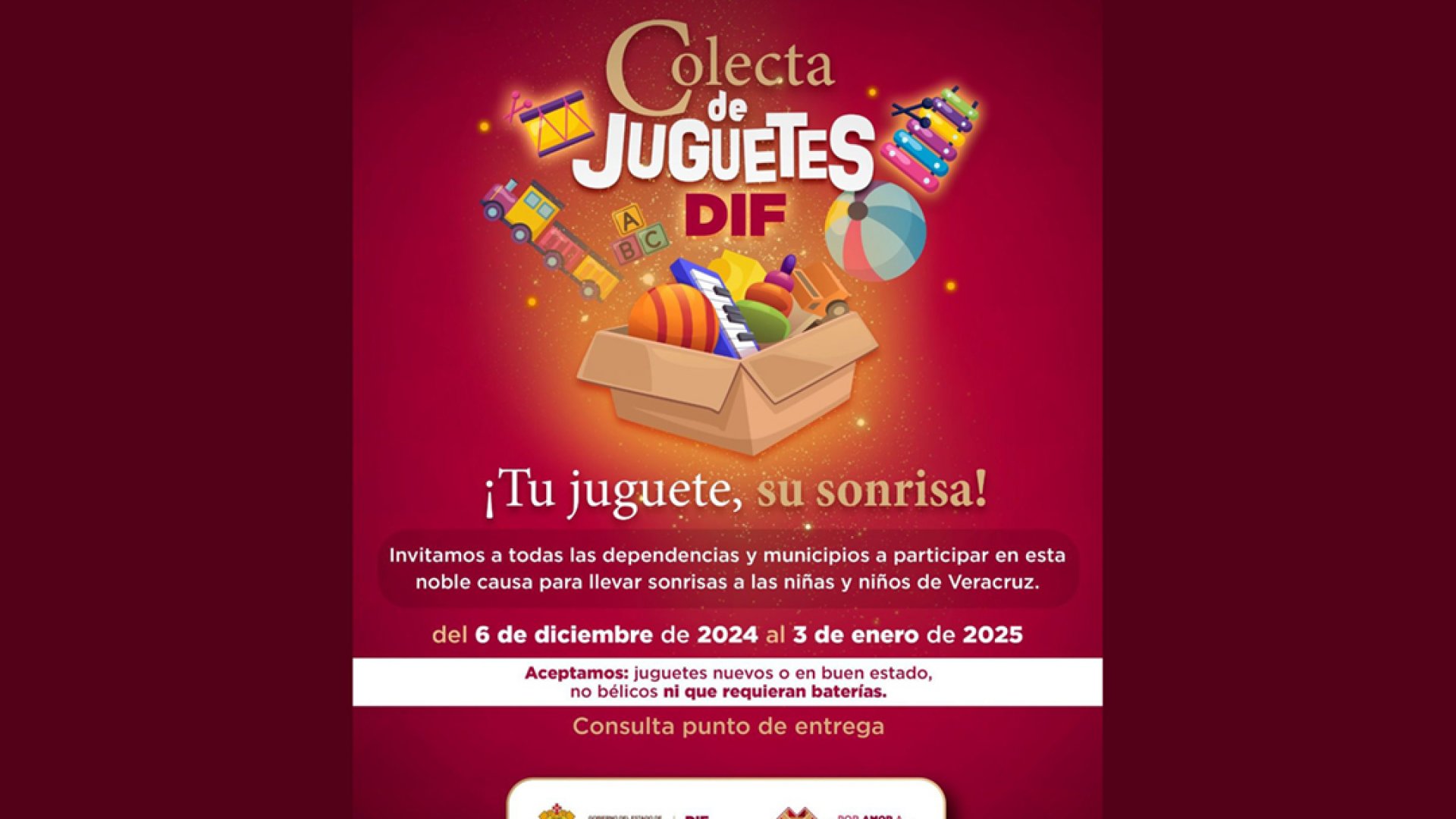 ¡Lleva alegría a niños y niñas de Veracruz! Únete a la colecta Tu juguete, su sonrisa