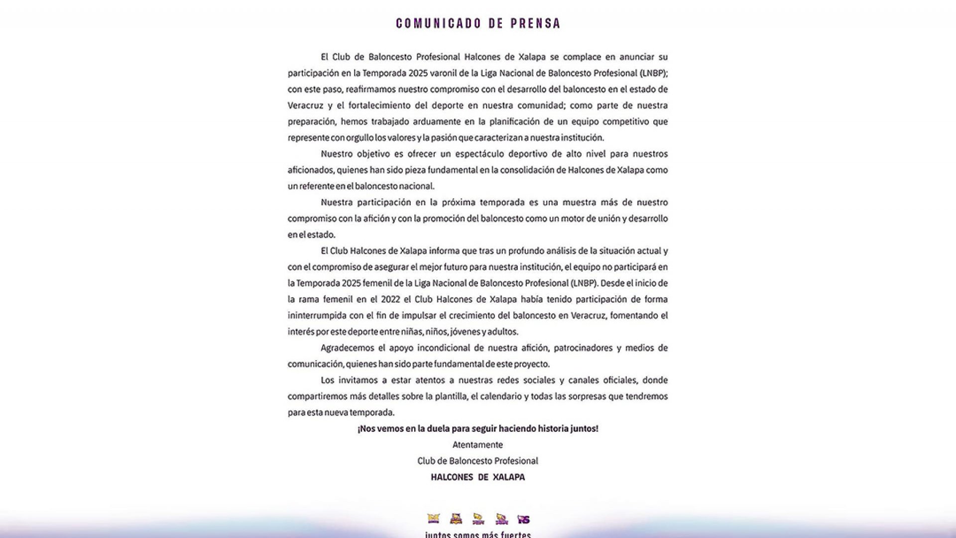 Halcones de Xalapa anuncia su participación en la Temporada 2025 varonil de la LNBP