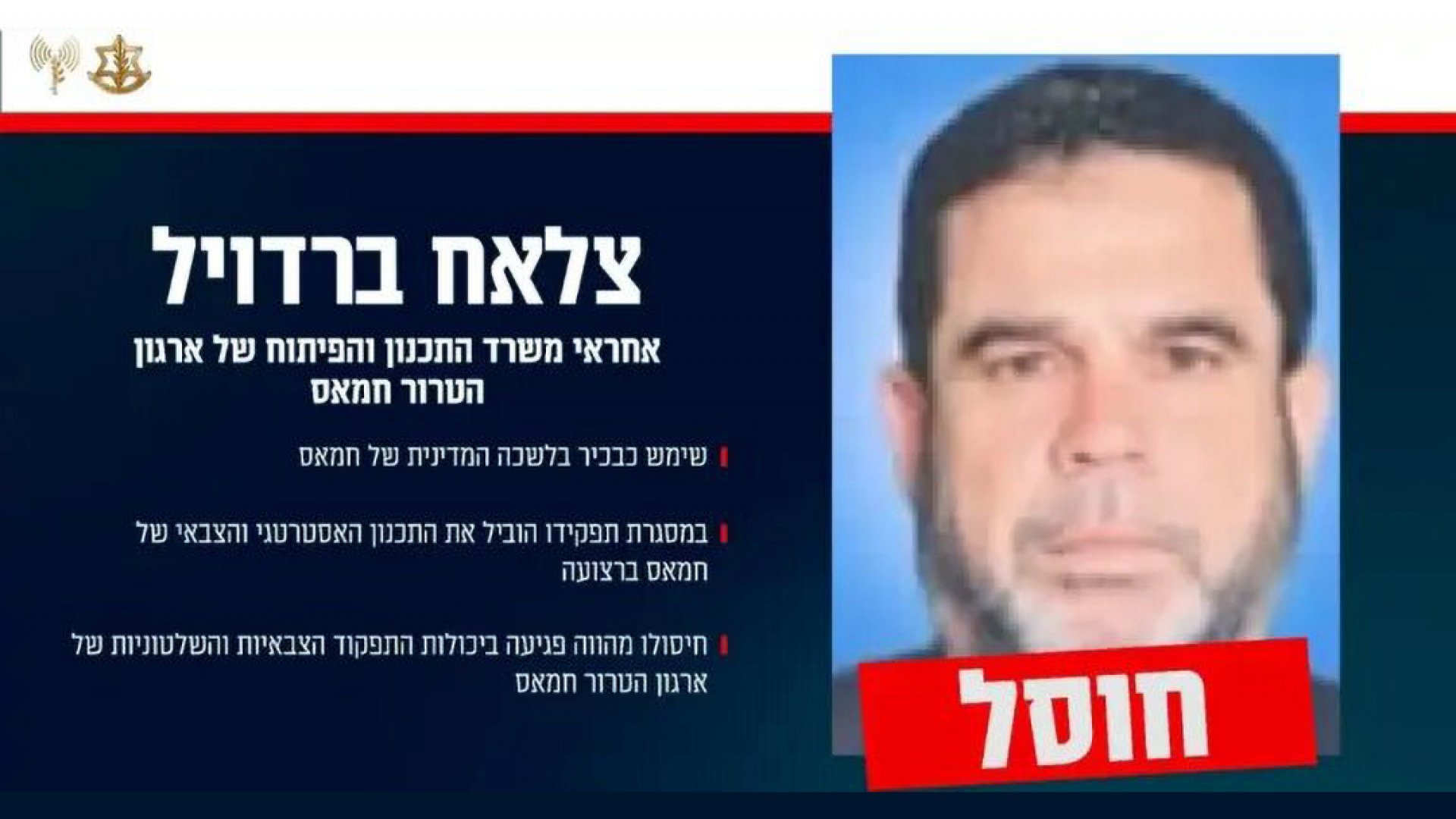 Israel elimina a alto oficial de Hamás en Gaza en operación militar