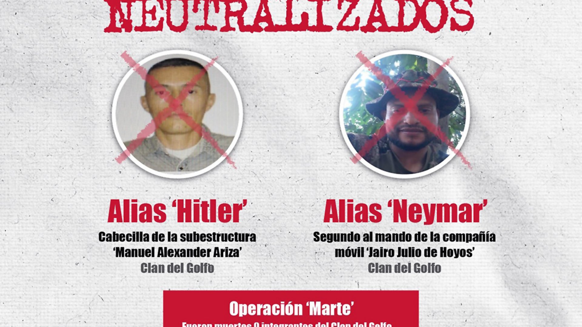 Bombardeo en Colombia deja 9 muertos del Clan del Golfo, incluidos dos cabecillas