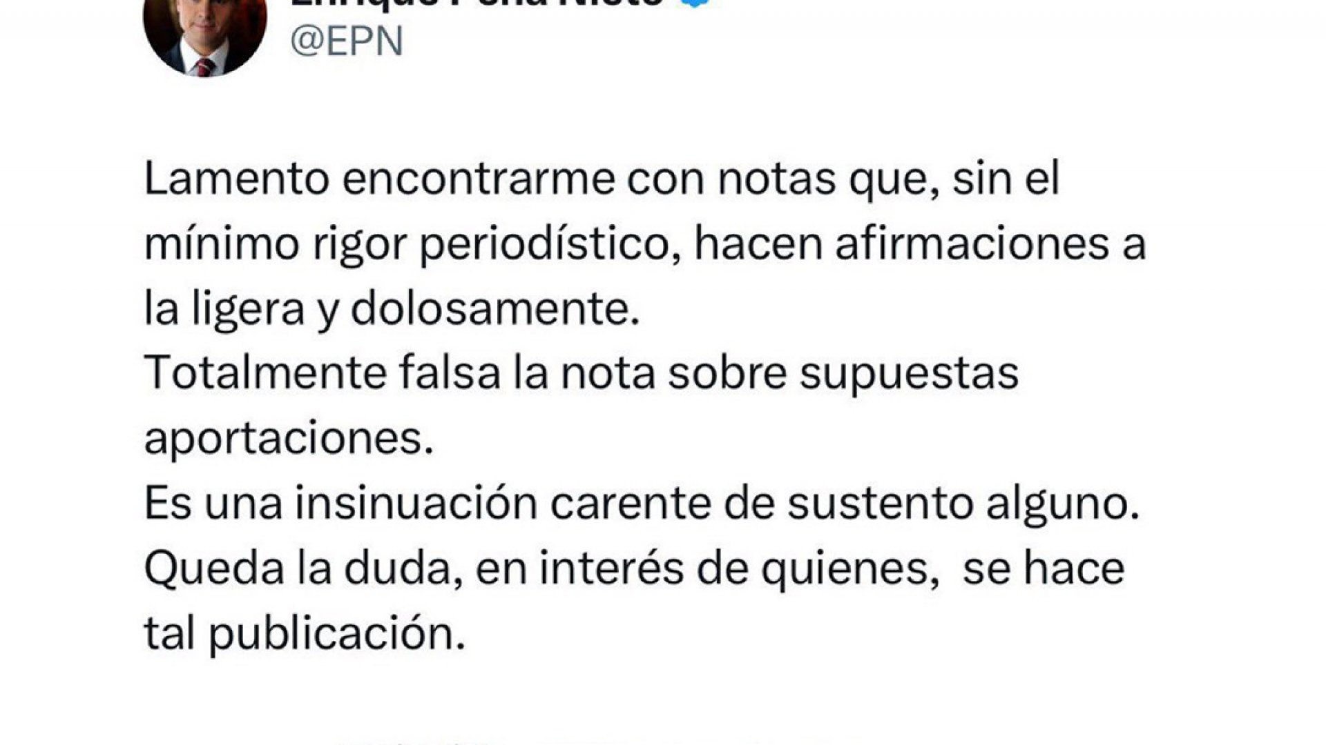 Peña niega haber recibido sobornos millonarios