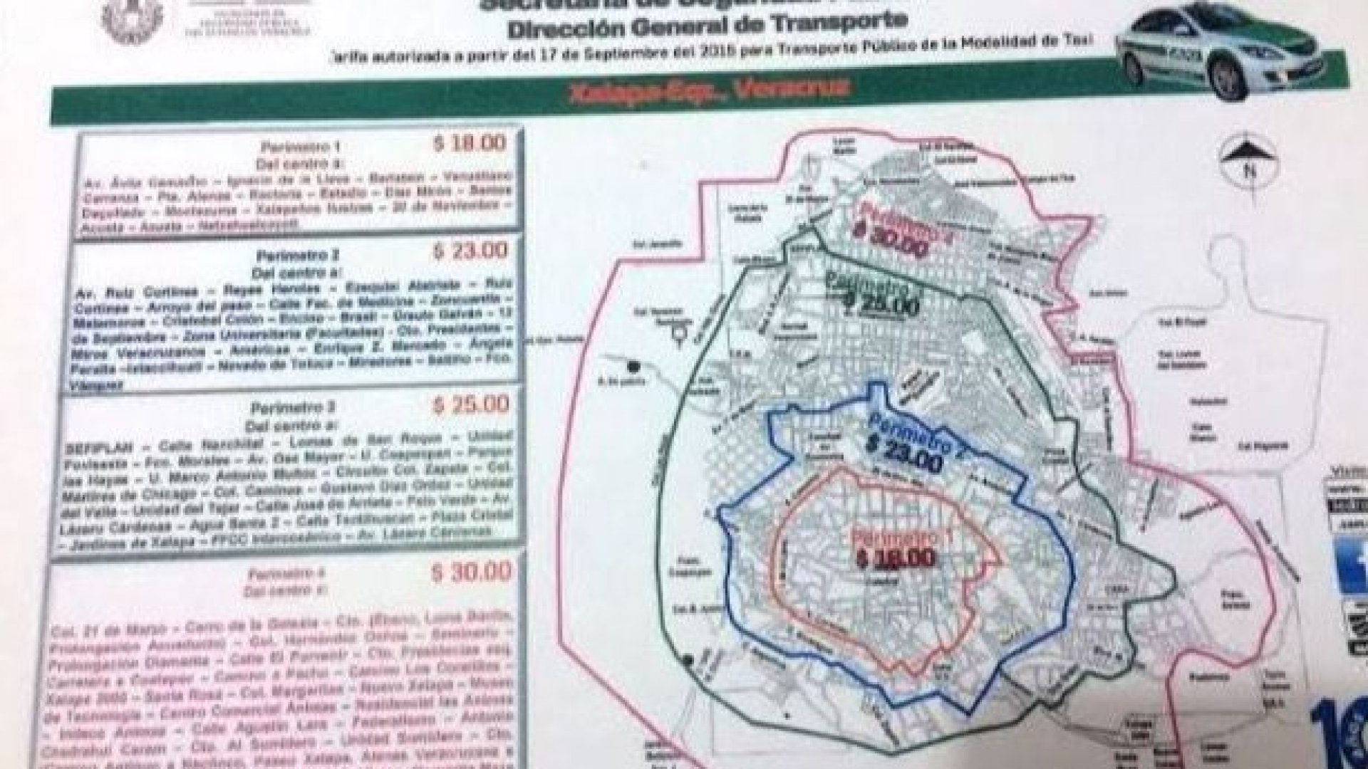 Confirman tarifas oficiales de taxis por perímetros