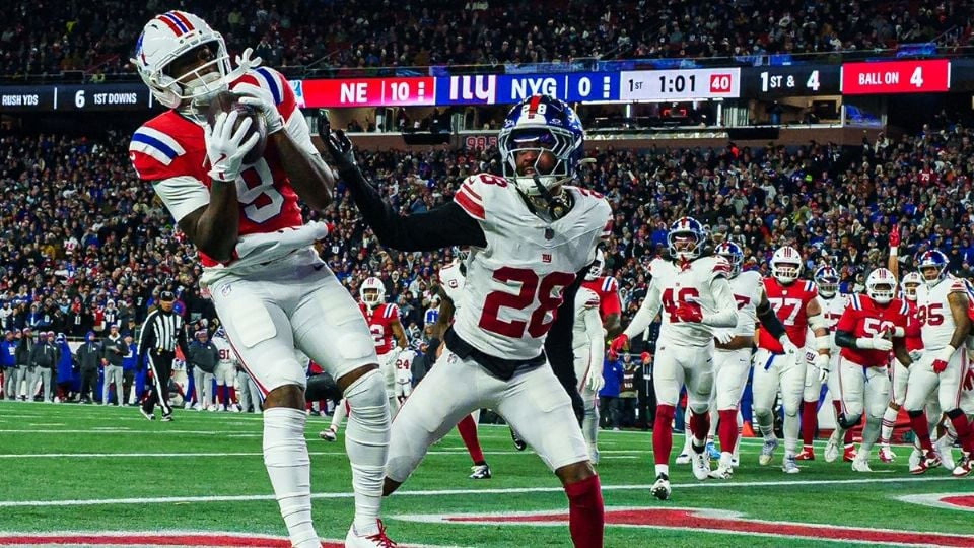 Patriots arrollan a los Giants y alcanzan 10 victorias consecutivas en la NFL